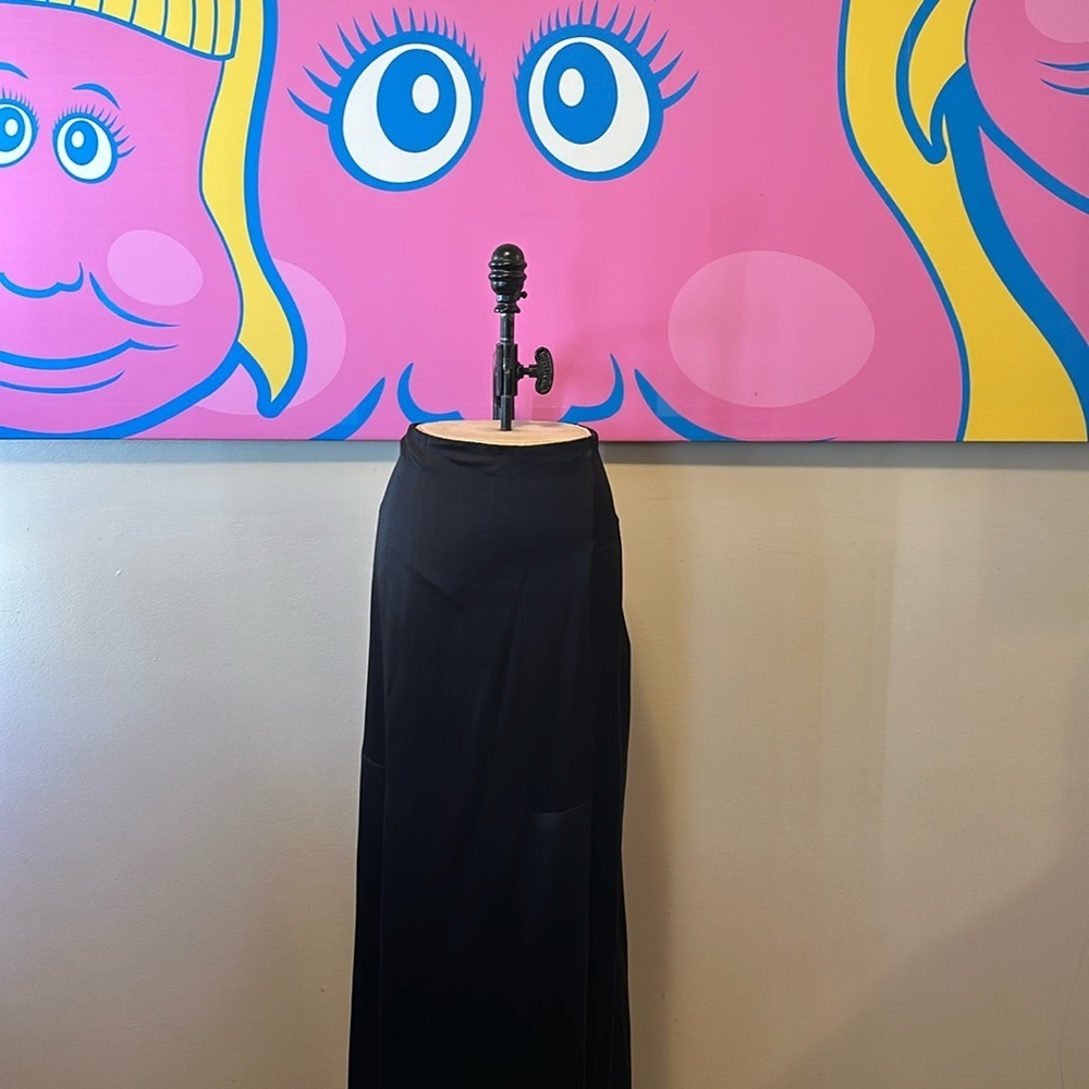 Calvin Klein Collection Black Evening Silk Satin Maxi Skirt